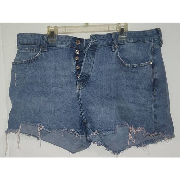 Forever 21 High rise Button Fly Cut off denim jean shorts Size 18 distressed - Picture 1 of 13